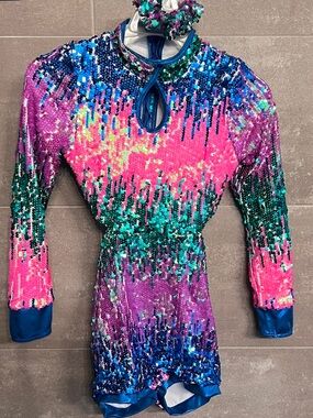 Weissman Multicolor Sequin Dance Costume - Pink, Purple, Blue, Green